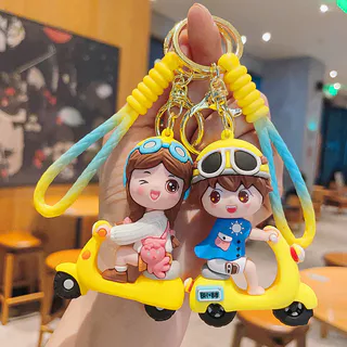 พวงกุญแจคู่รักการ์ตูนน่ารัก ห้อยกุญแจรถมอเตอร์ไซค์ รถยนต์ ได้ทั้งชาย-หญิง ของขวัญวันวาเลนไทน์