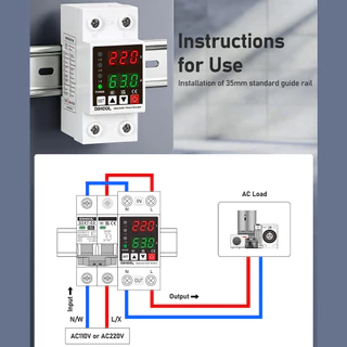 อุปกรณ์ป้องกันไฟเกิน ไฟตก 40A/63A 220V กันไฟกระชาก จอแสดงค่าแม่นยำ รีเซ็ตอัตโนมัติ ป้องกันเครื่องใช้ไฟฟ้าเสียหาย