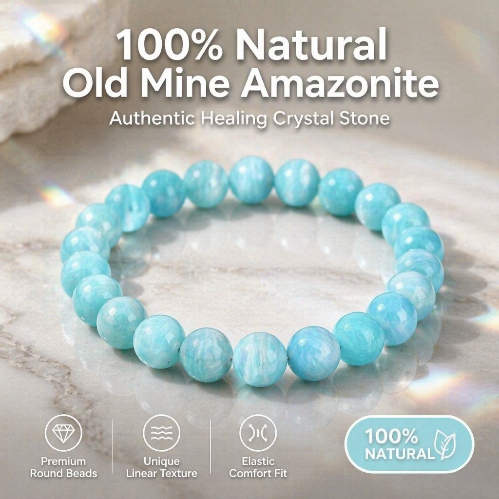 MCDPremium Aesthetic Natural Amazonite Crystal Bracelet Anti-Anxiety & Confidence Stone | เครื่องประ