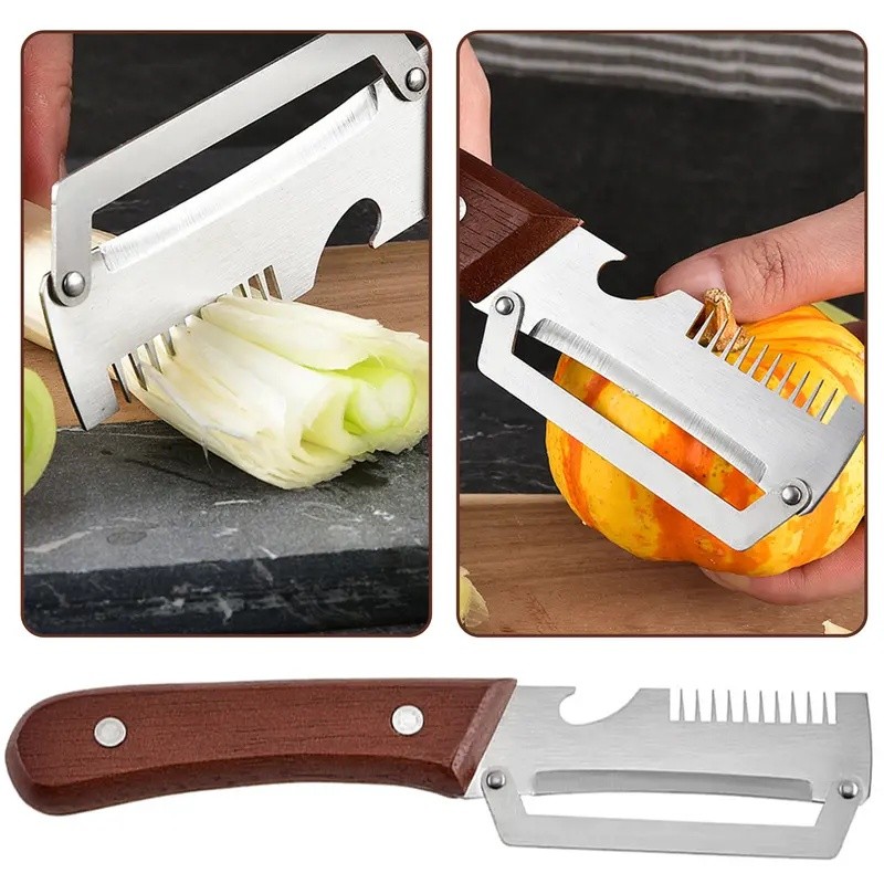 สแตนเลส Multi-Purpose Peeler Scallion Shredding เครื่องมือในครัวเรือนผักผลไม้ Sugarcane Peeler