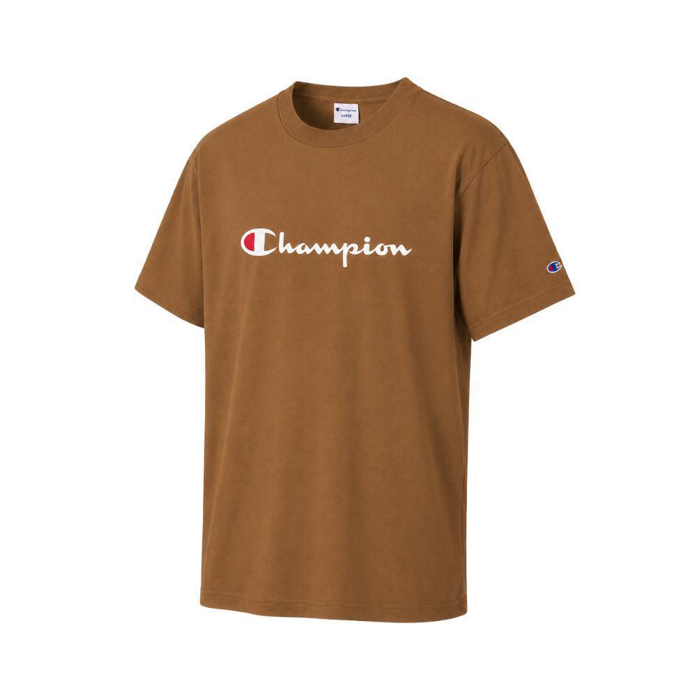CHAMPION ESSENTIAL CHAMPION PRINT LOGO Men เสื้อยืดแขนสั้น ทรงพอดีตัวผู้ชาย Regular Fit