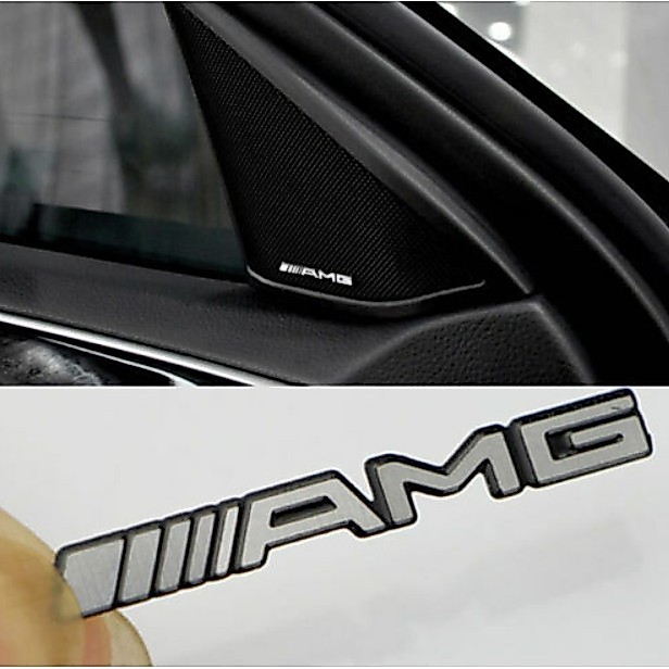 โลโก้เอเอ็มจี เบนซ์ mercedes benz AMG tiny logo  emblemfor interior จิ๋ว แต่งพวงมาลัย ( 1 ชิ้น )