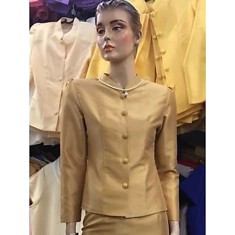 เสื้อไทยจิตรลดา สีทอง ผ้าไหมอิตาลีเกรดเอ Thaidress