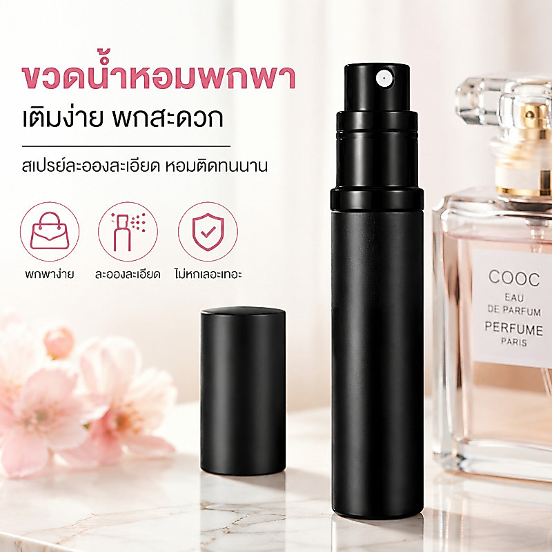 ขวดน้ำหอมเปล่า ขวดสเปรย์ฉีดน้ําหอม แบบพกพา  เติมได้  5 มล สําหรับเดินทาง
