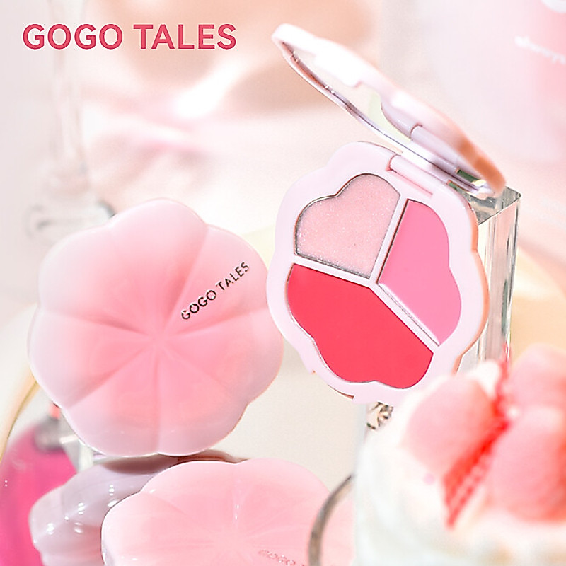 GOGO TALES บลัชออนสามสี บลัชออนเนื้อครีม มอยส์เจอร์ไรเซอร์ ประกายมุก ชิมเมอร์ละเอียด บลัชออน