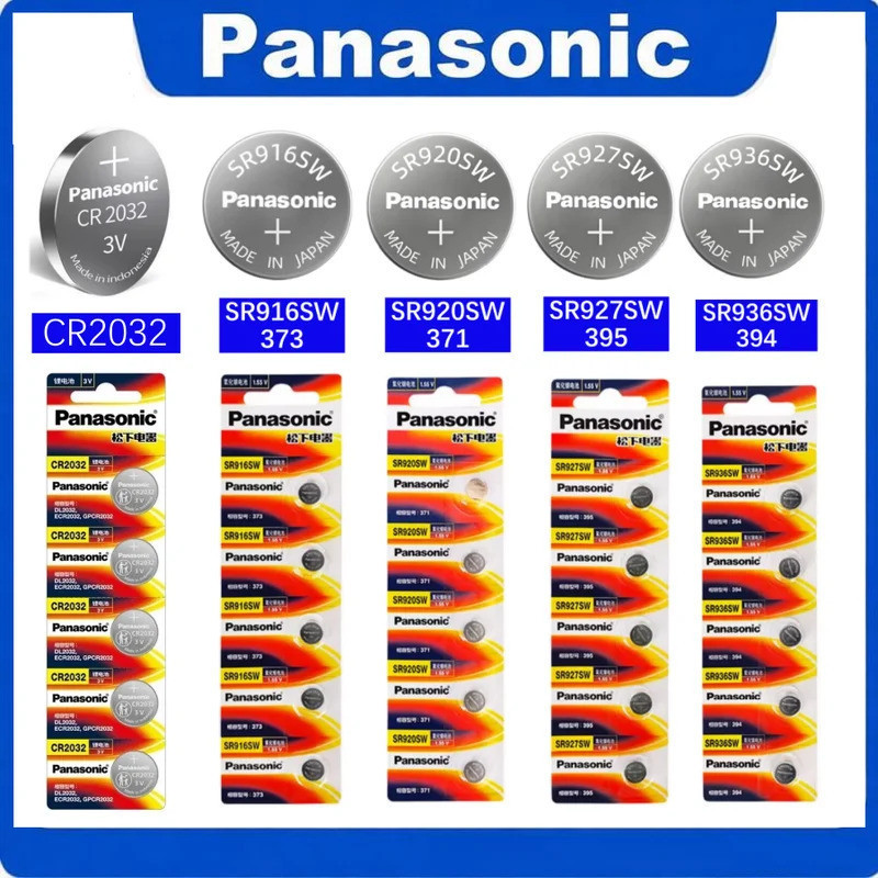 5 ชิ้น Panasonic แบตเตอรี่เดิม SR916SW 373 SR920SW 371 SR927SW 495 SR936SW 394 CR2032 สําหรับนาฬิกาเ
