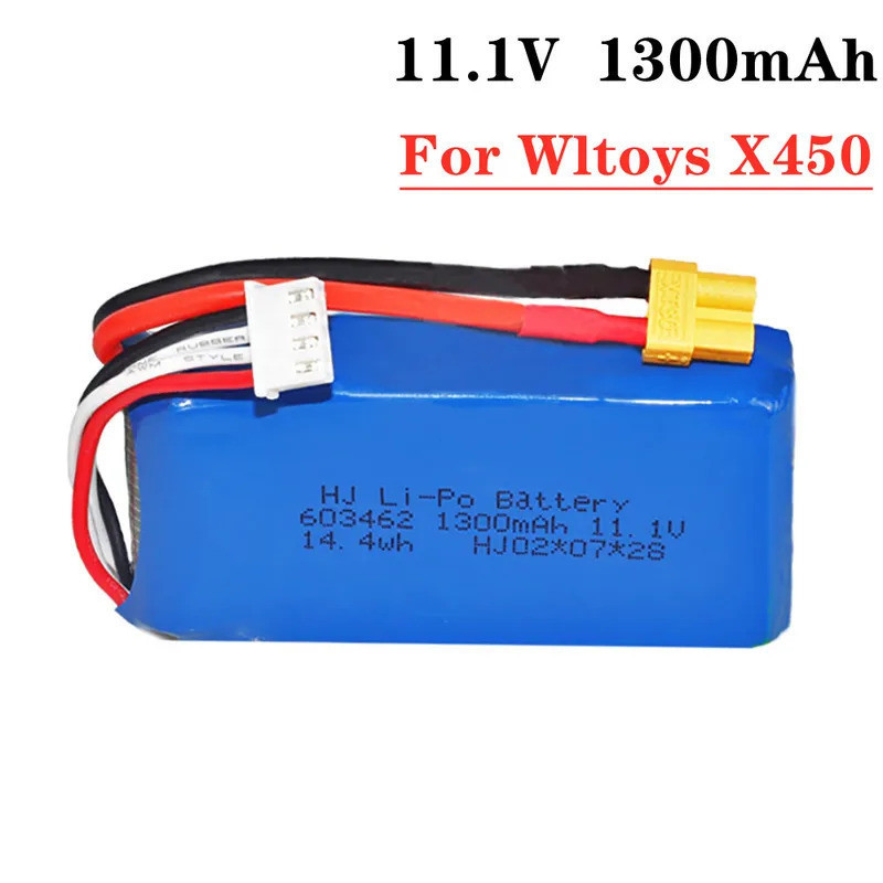 3s lipo แบตเตอรี่ 11.1V 1300mAh แบตเตอรี่ Lipo สําหรับ XK X450 FPV RC Drone อะไหล่ 11.1V แบตเตอรี่ X