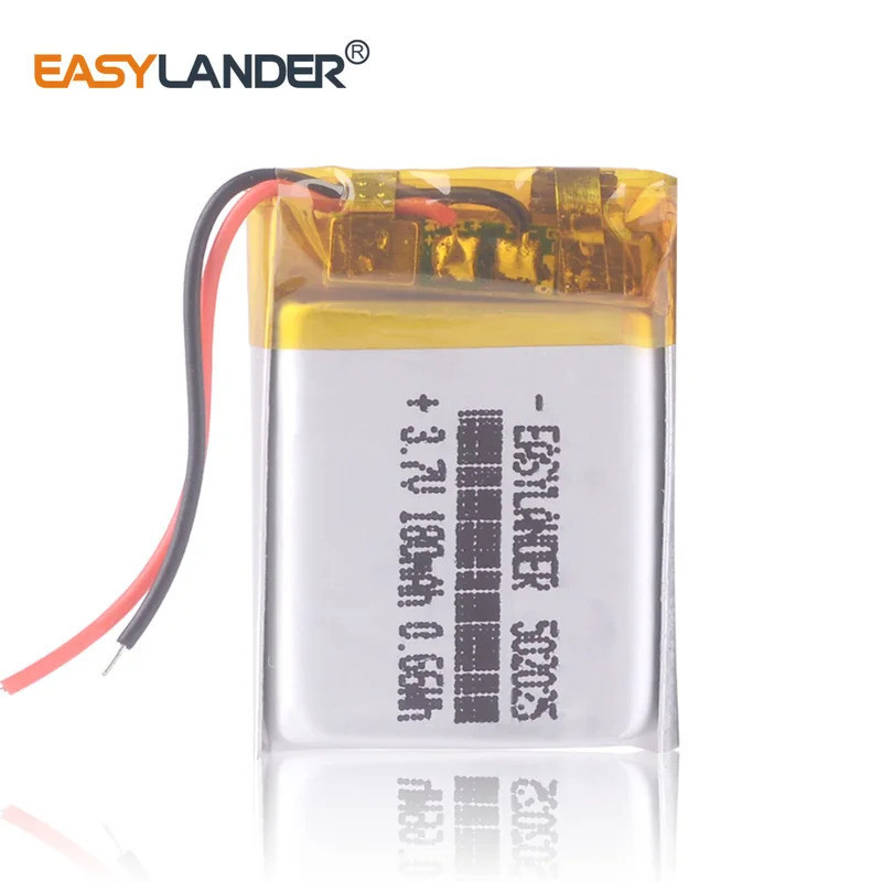 502025 แบตเตอรี่ลิเธียมโพลิเมอร์แบบชาร์จไฟได้ 3.7V 180mAh 052025 สําหรับ MP3 DVR GPS MP4