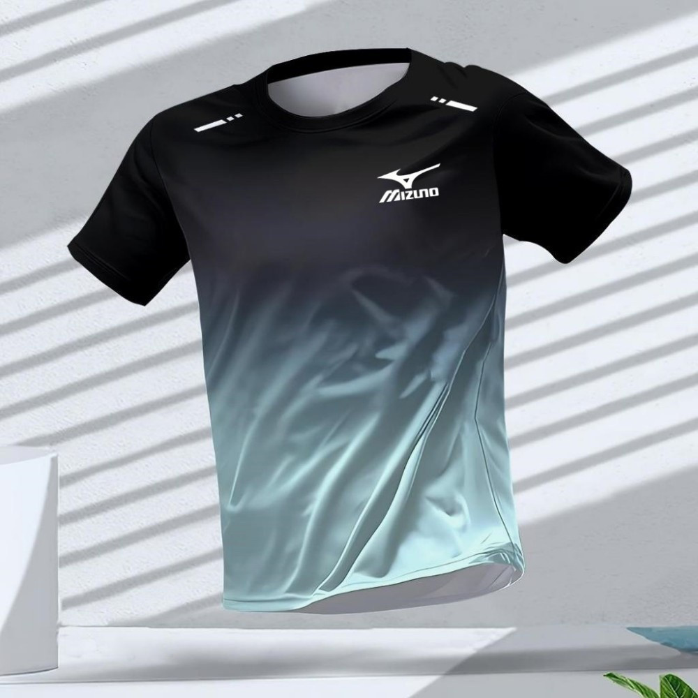เสื้อยืด Mizuno สําหรับผู้ชายเสื้อแบดมินตันระบายอากาศแห้งเร็วเสื้อแขนสั้นหลวมชายเสื้อขนาดใหญ่