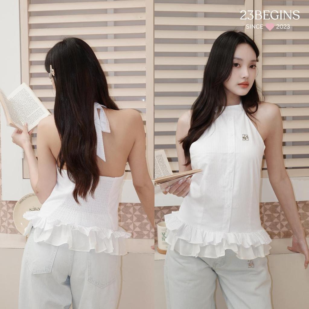 Cindy เสื้อคล้องคอ ชายระบาย โชว์หลัง  (00104)
