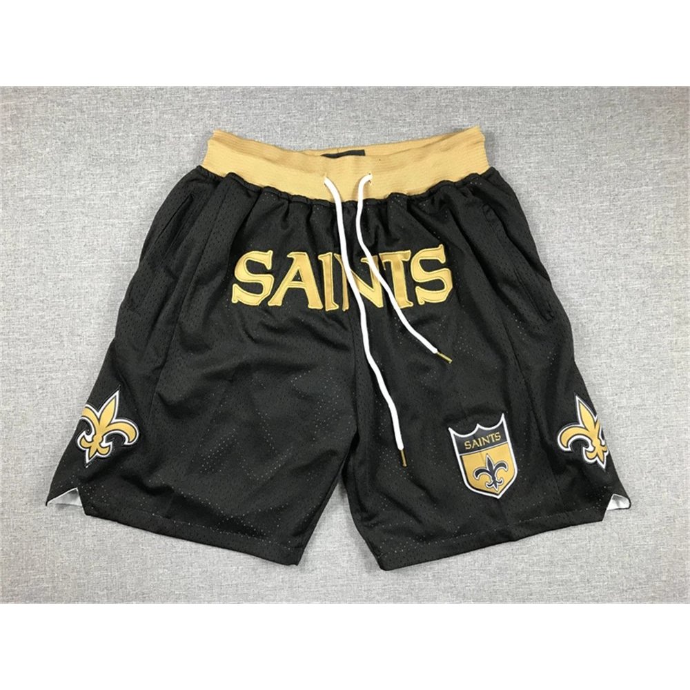 NFL Saint Black Shorts Rugby Training กางเกงบาสเก็ตบอลตาข่ายย้อนยุคออร์ลีนส์ใหม่