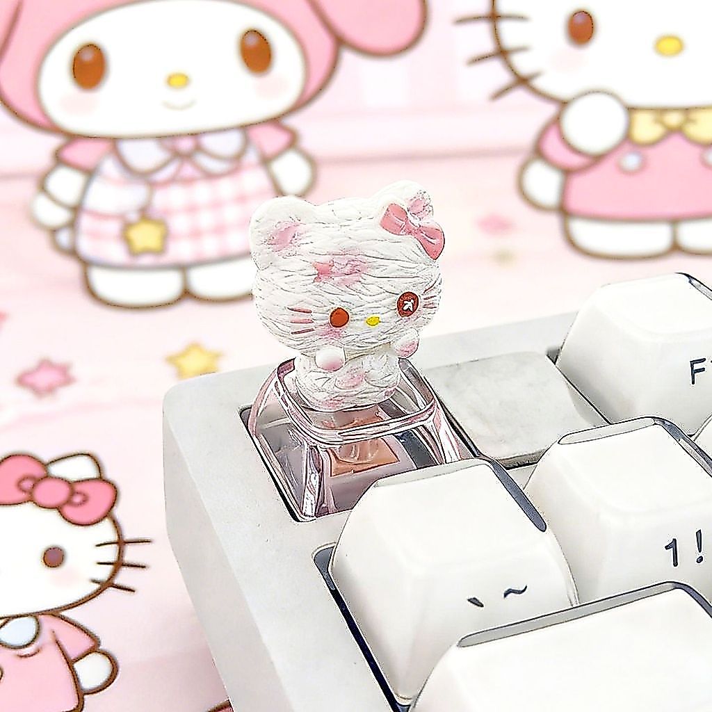 ผ้าพันแผล 3D KT Cat การ์ตูนที่กําหนดเองโปร่งใสน่ารักและประณีต HelloKitty Series DIY ส่วนบุคคล Keycaps