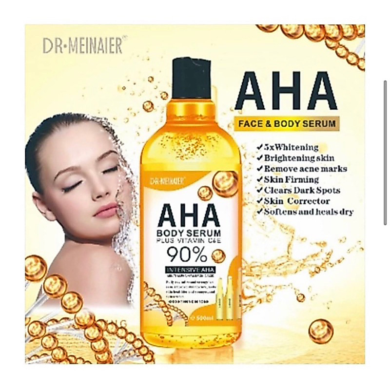 AHA Body Serum ผลัดเซลล์ผิว เซรั่มทาตัว เซรั่มทาตัวขาวผลัดเซลล์ผิวที่ตายเผยผิวใหม่ขาวใสขึ้น80%ขนาด500ml