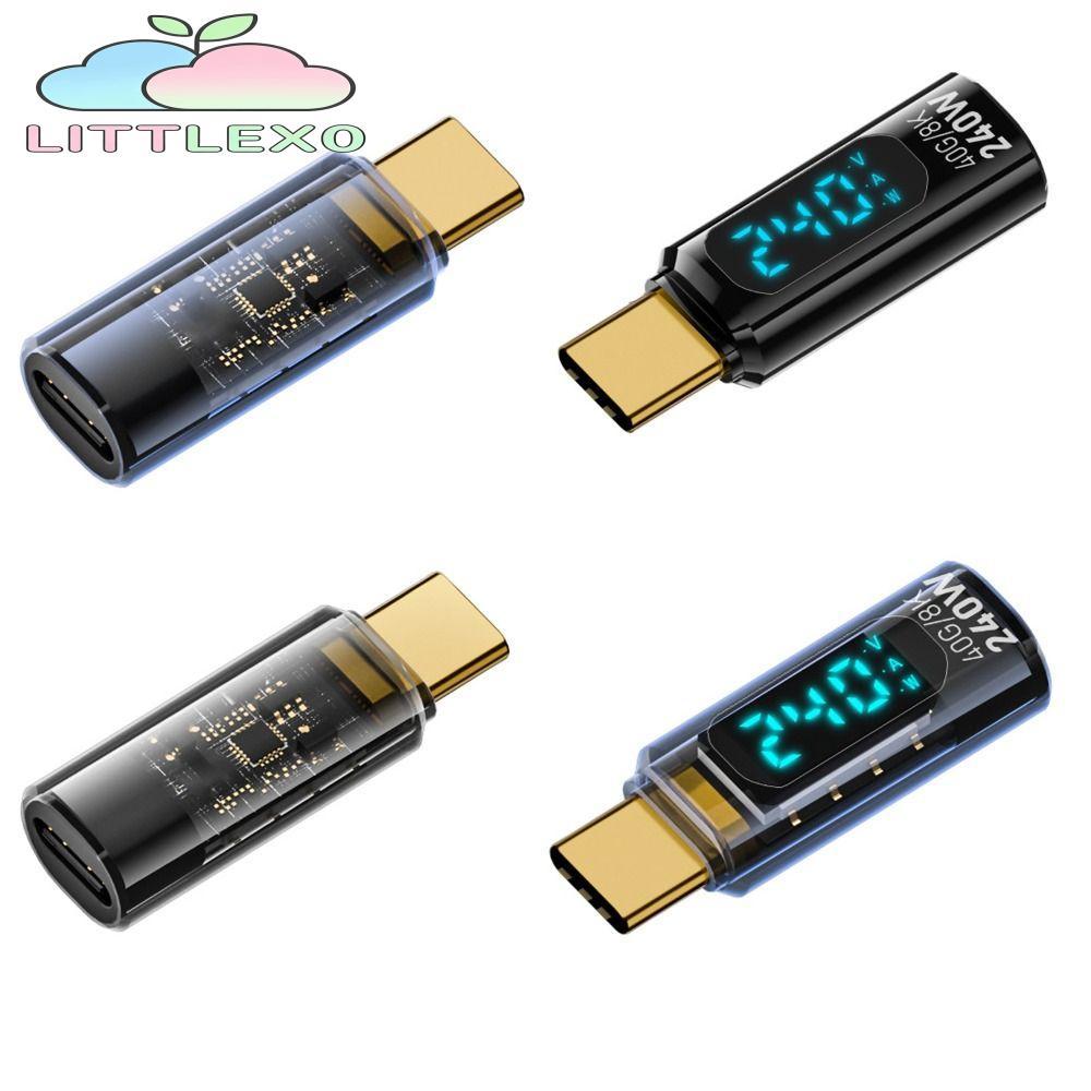 LITTLEX 1 ชิ้น USB 4 Type-C อะแดปเตอร์, ดิจิตอลจอแสดงผล LED PD 240W Power Meter Tester, คุณภาพสูงสมาร์ทชิปส่งข้อมูล 8K 60HZ OTG Converter โทรศัพท์มือถือ