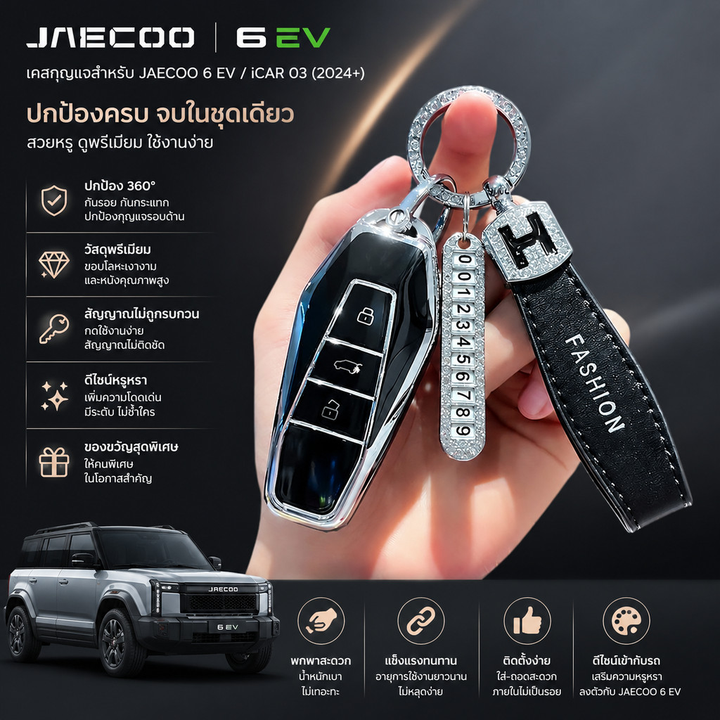 JAECOO 6 EV icar03 เคสกุญแจ 2024 Jaecoo 6 EV EQ7 พวงกุญแจรถ เคสกุญแจ GTRR