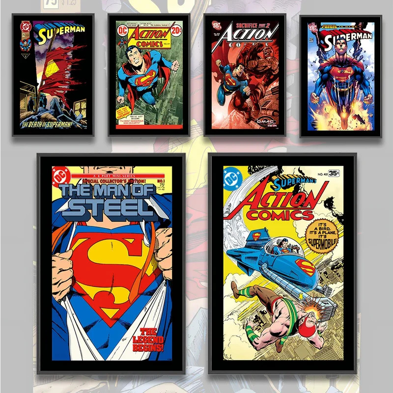 DC Superman Movie-Themed Self-Sticking Posters for Home Decoration