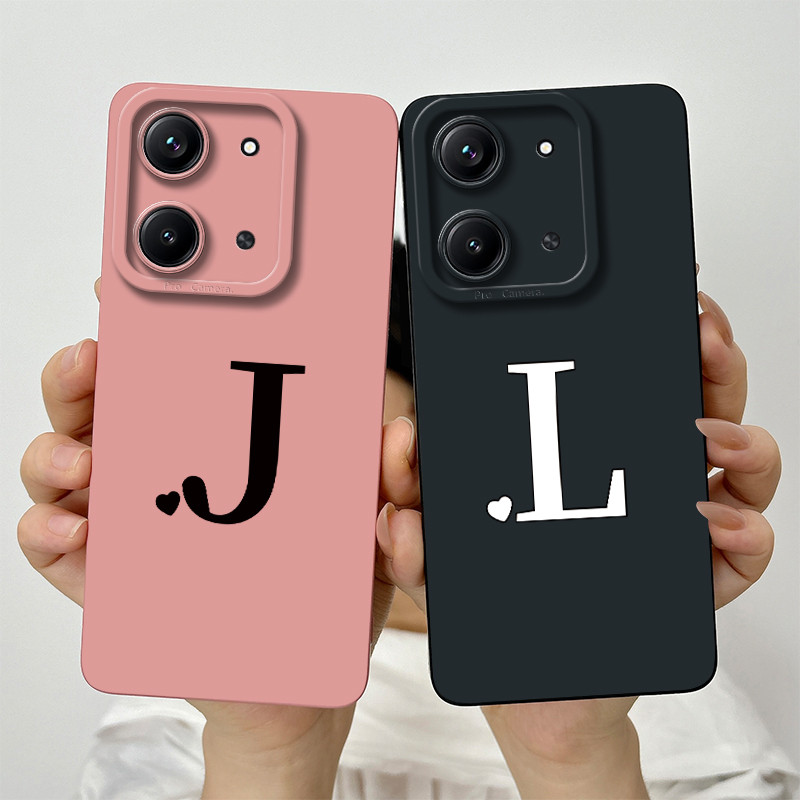 สําหรับ Xiaomi Redmi 15C น่ารักตัวอักษรเริ่มต้นเลนส์ป้องกันกรณีกันกระแทก Redmi 15C 4G ซิลิโคนนุ่ม TPU เคสโทรศัพท์