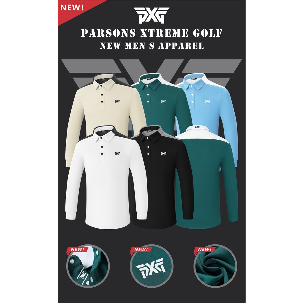 เสื้อกอล์ฟแขนยาวผู้ชาย สีตัดกัน แห้งเร็ว ยืดหยุ่น CX002 CBM0
