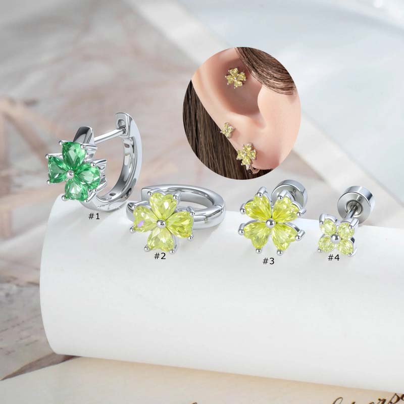 ต่างหู Hoop Stud สีเขียว สแตนเลสและZirconia แบบกระดูกอ่อนสำหรับHelix ขนาด20 Gauge