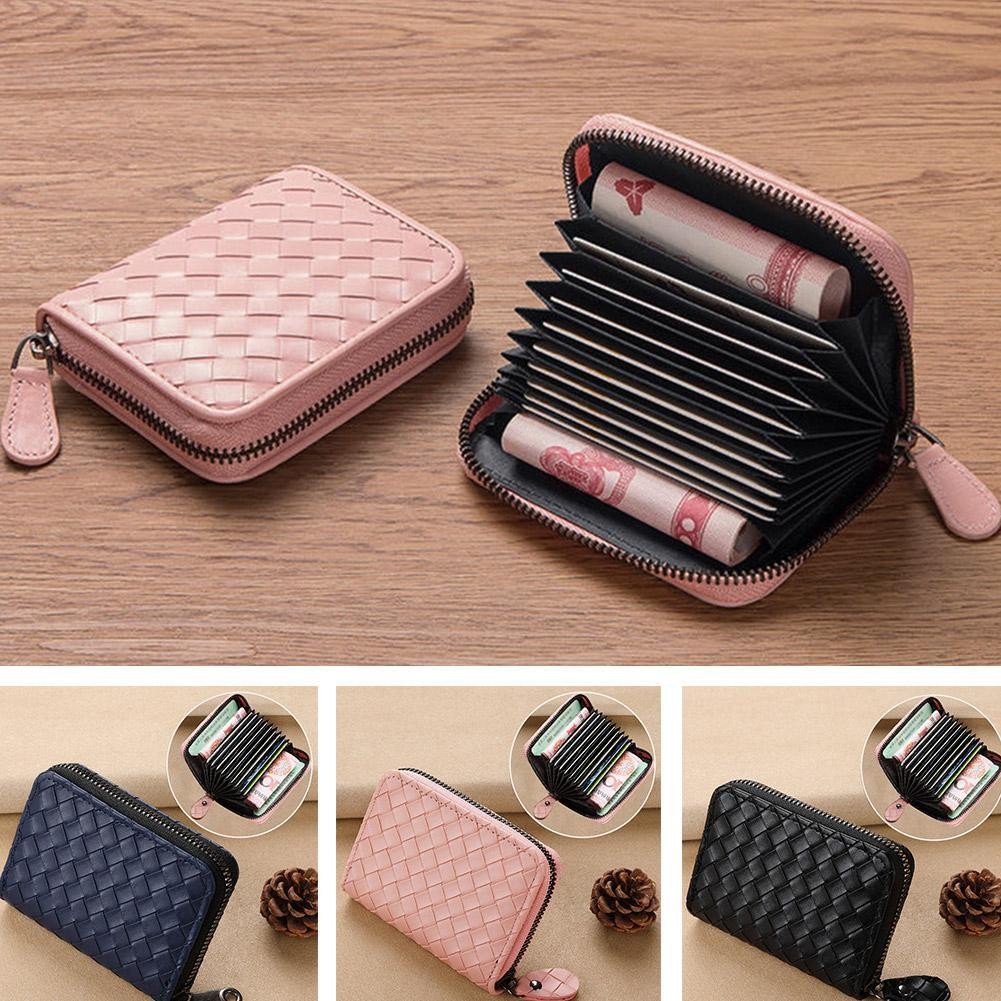 ใหม่ Mini Card Holder Pu Credit Card Wallet Mini Leather Wallet Business Case Purse Holder K7b3
