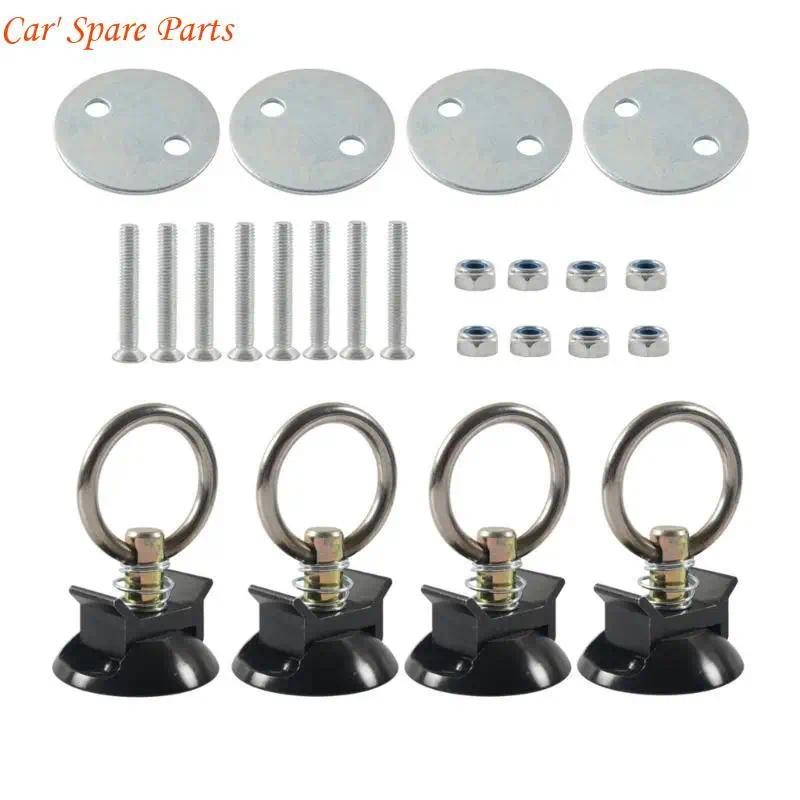 Y4UA 4 ชุด L Track Tie Down ระบบ Tie Down พร้อมแหวนกลมสําหรับเตียงรถบรรทุกหรือรถพ่วงรอบ Tie Down Anc