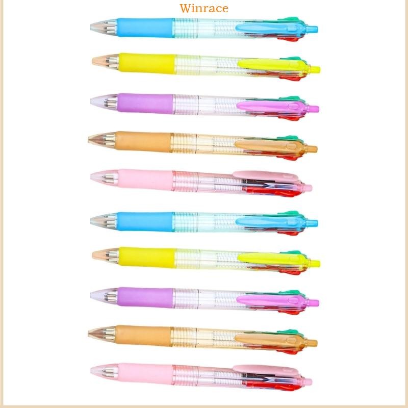 WRC 10 ชิ้น 4 สี Retractable ปากกาลูกลื่นปากกาลูกลื่น Multicolored ปากกาโรงเรียนอุปกรณ์สํานักงานสําห