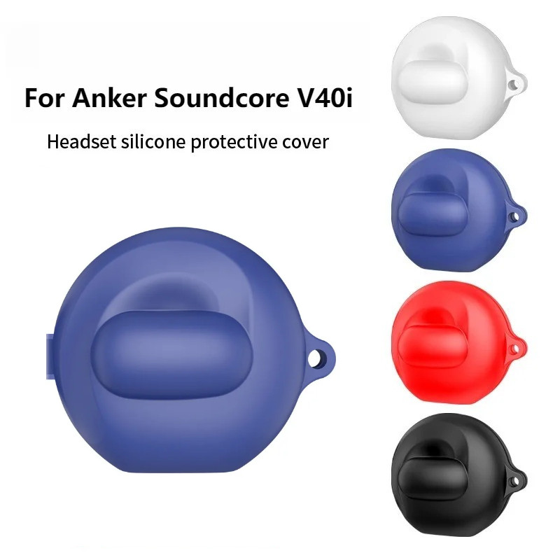 เคสหูฟังซิลิโคนอ่อนนุ่มเหมาะสําหรับ Soundcore V40i สีทึบหนาสําหรับ Anker Soundcore V40i หูฟังไร้สายอ