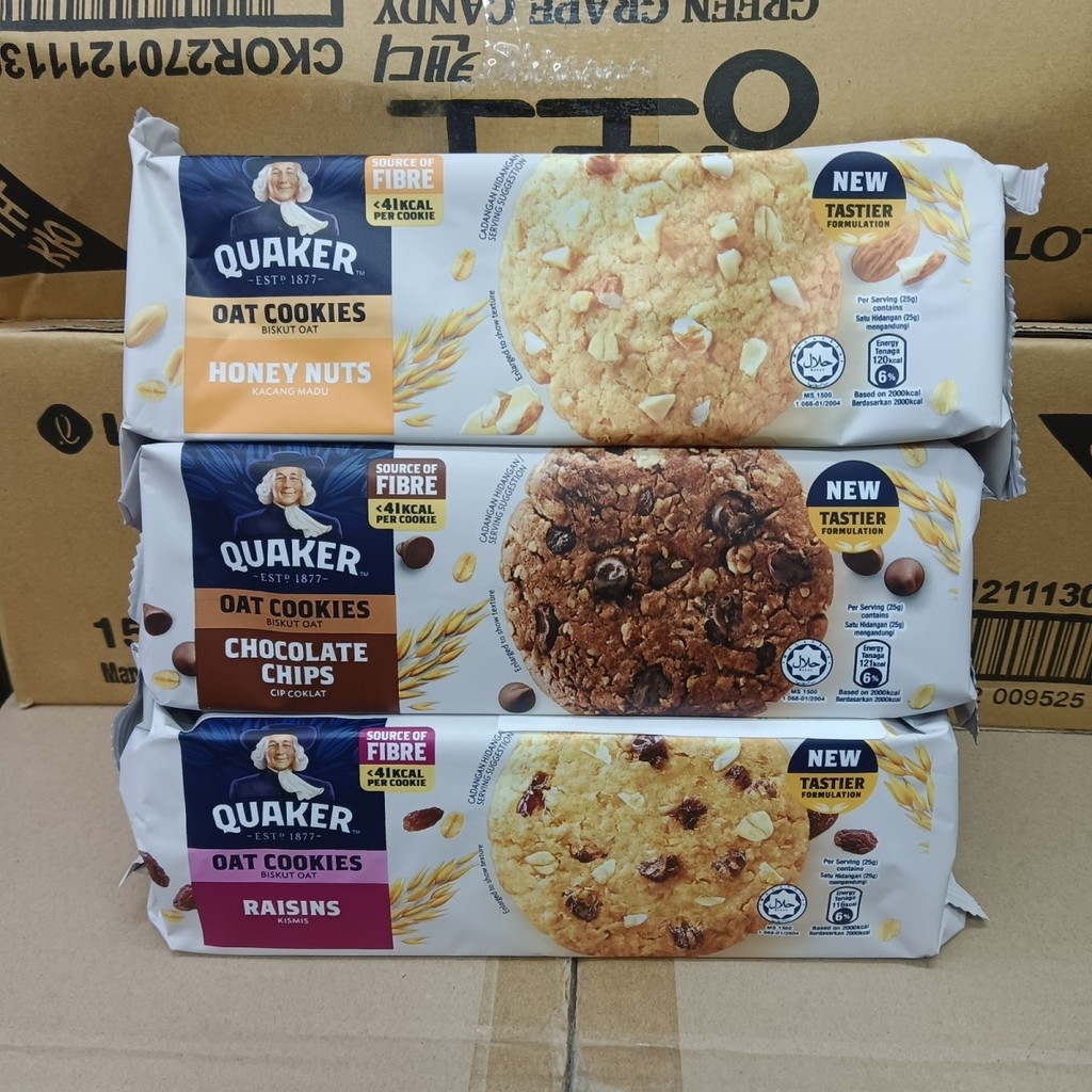 มาเลเซียนําเข้า QUAKER QUAKER ข้าวโอ๊ต Nut ลูกเกด 00g คุกกี้บิสกิต QUAKER บิสกิตมาเลเซียนําเข้าบิสกิ