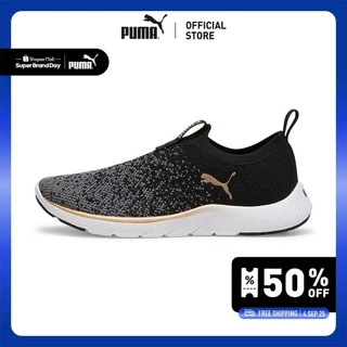 PUMA RUNNING - รองเท้าวิ่งผู้หญิงผ้าถักแบบสวม Softride Remi สีดำ  30983401
