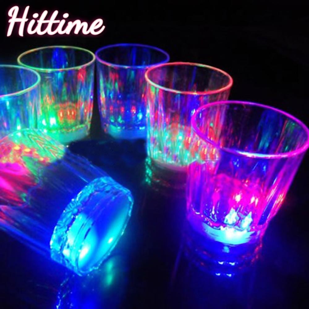 HITTIME 1 PC 50ml Mini LED กระพริบเครื่องดื่มพลาสติกไวน์เครื่องดื่มถ้วยบาร์ตกแต่ง Party Club แก้ว I7J5