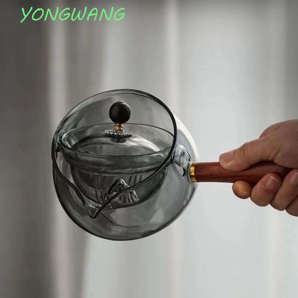 YONGWANG กาน้ําชาหมุนได้ 360 องศา, แก้วขนาดใหญ่ยุติธรรมถ้วย, เครื่องจ่ายชาโปร่งใสทนความร้อนพร้อมที่จับกาน้ําชาต้ม Home
