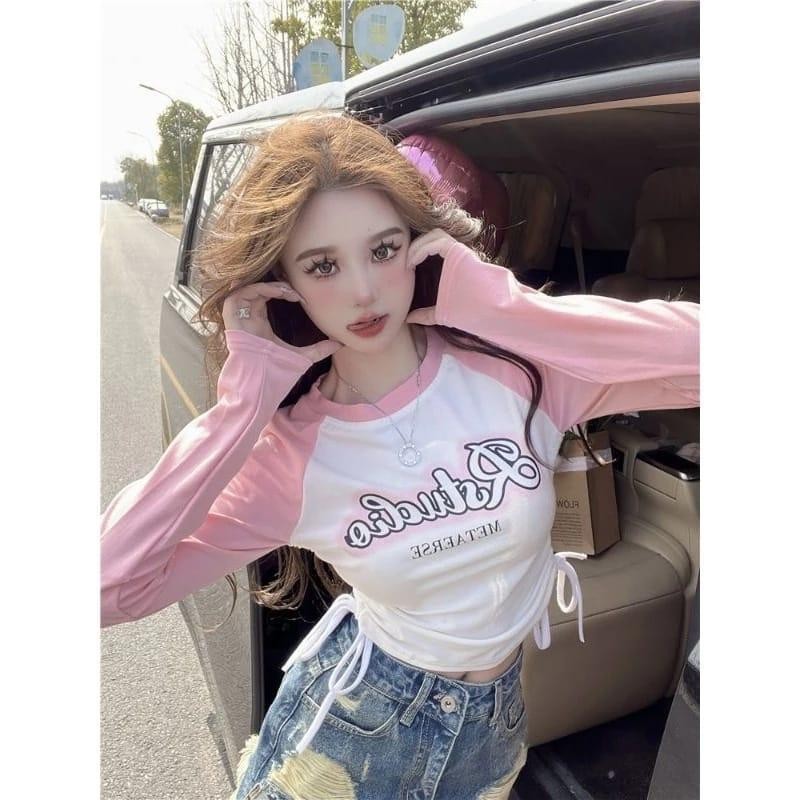 RSTUDIO เสื้อยืดแขนยาวถักซี่โครง (LD 88, 40)