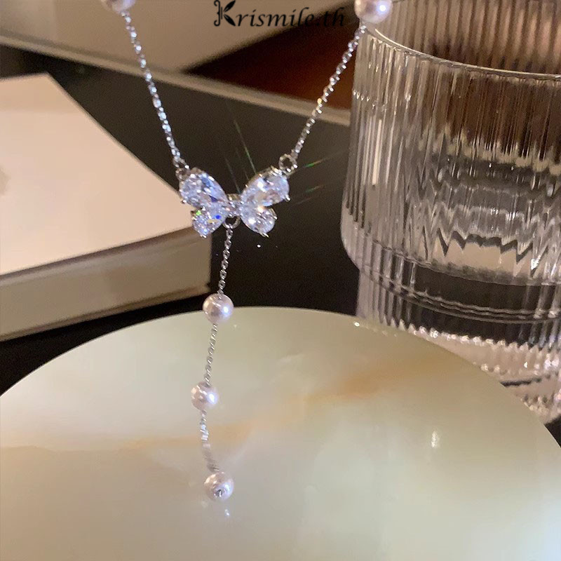 COD-ในไทย💖สร้อยคอผีเสื้อ จี้ประดับมุก หรูหราแสงสไตล์เกาหลี เครื่องประดับแฟชั่น สําหรับผู้หญิง-Krismile.th - รูปที่ 2