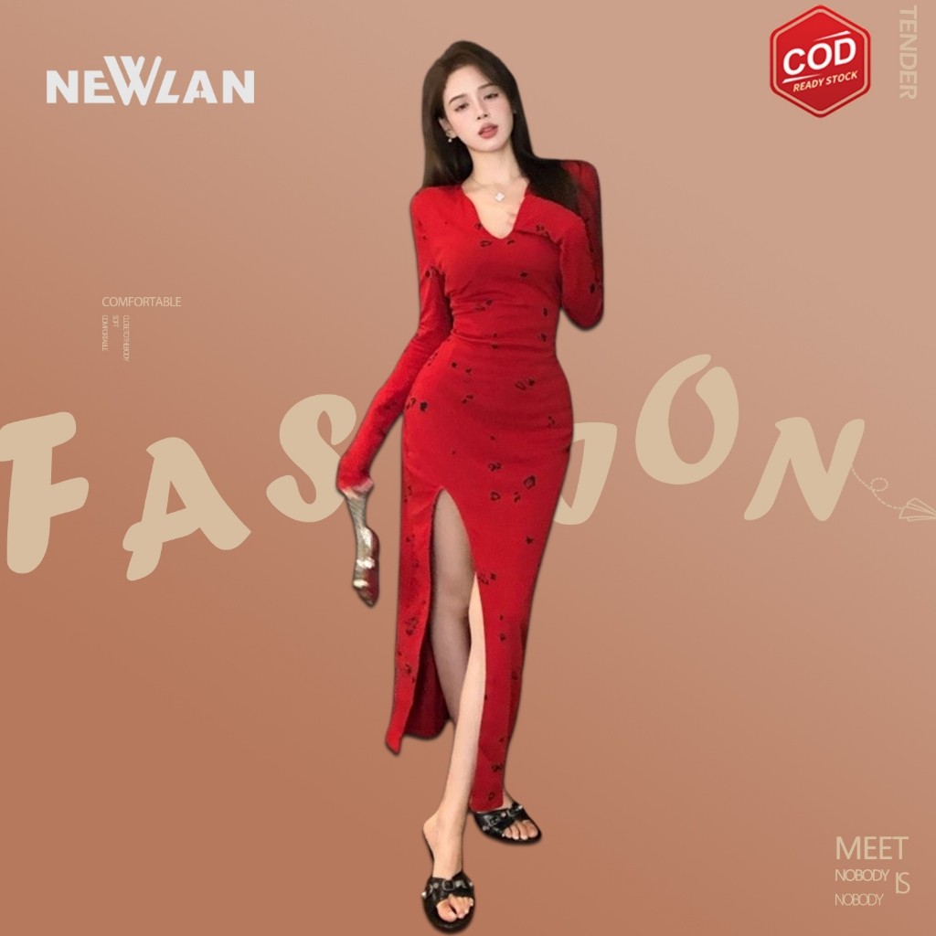 Yoohui QZ250 ชุดเดรสเข้ารูปชุดนางเงือกเกาหลีวัสดุเสื้อบีนนี่หมวกสลิมธรรมดายาวคอวีชุดปาร์ตี้ผู้หญิงชุ