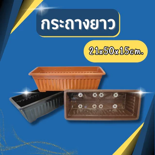 🌱 กระถางต้นไม้ยาว กระถางพลาสติกรางยาว 50 ซม. แข็งแรง ทนทาน ปลูกผัก ดอกไม้ พร้อมรูระบายน้ำ