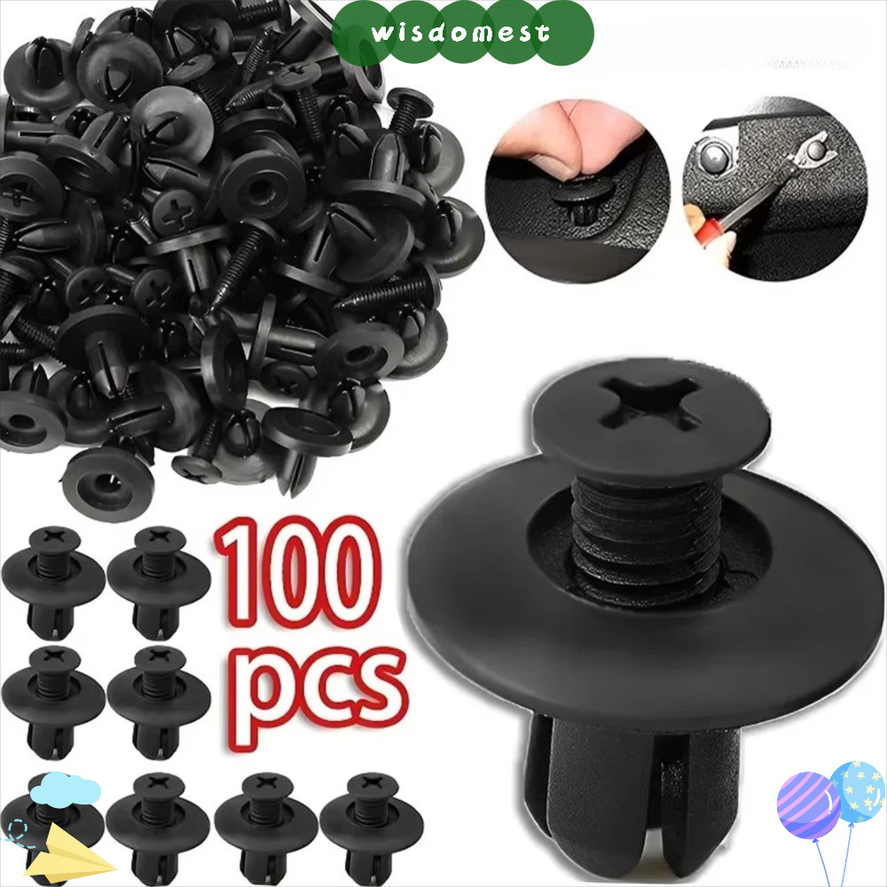 WISDOMEST 50/100 ชิ้นกันชนยึดคลิป,ไนลอน Auto Fastener Auto Repair Parts รถขยายหัวเข็มขัด, 8 มิลลิเมตร Universal Hole Push ประเภทรถสกรูขยาย