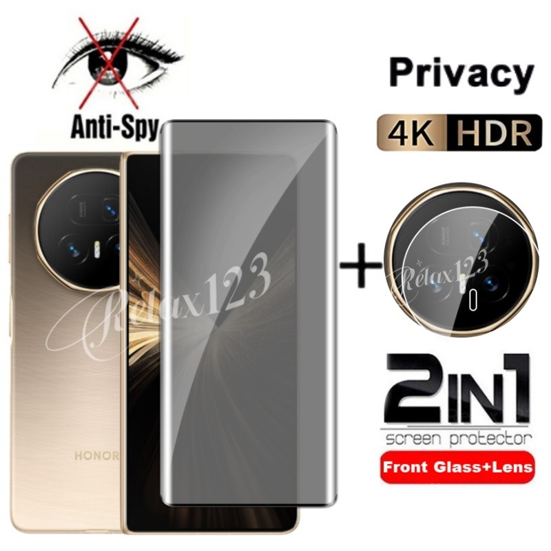 สําหรับ Honor Magic V5 5G 2025 2in1 กระจกนิรภัยความเป็นส่วนตัวสําหรับ Honor MagicV5 MagicV3 Magic V 5 3 MagicV3 5G 2025 ป้องกันหน้าจอคลุมทั้งหมดเลนส์กล้อง Anti-Spy เลนส์ฟิล์ม