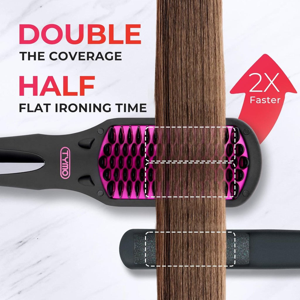 TYMO Ionic Hair Straightener Brush - เครื่องหนีบผมขั้นตอนเดียวสําหรับผู้หญิง, แปรงยืดด้วยไอออนลบ, กา