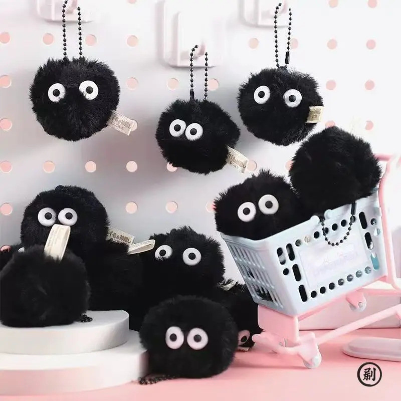 Coal Ball Doll Pendant Keychain Accessories Plush Black Coal Ball Bag Pendant