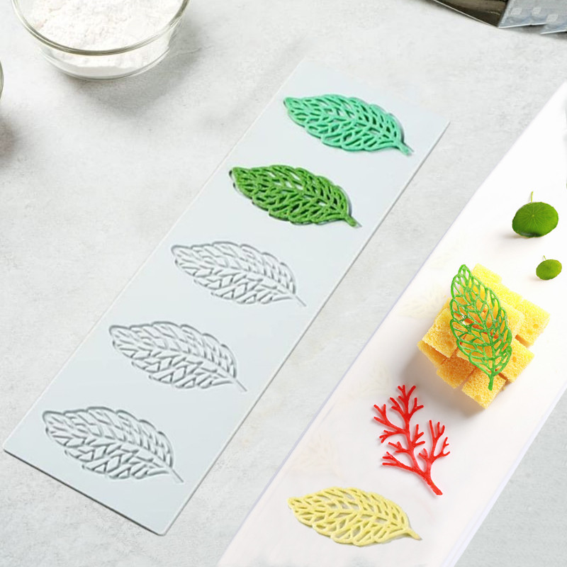 แม่พิมพ์ซิลิโคนสําหรับใบฉลุ Garnish, อุปกรณ์ขนม Tuile & Gumpaste, สต็อกโดยตรง