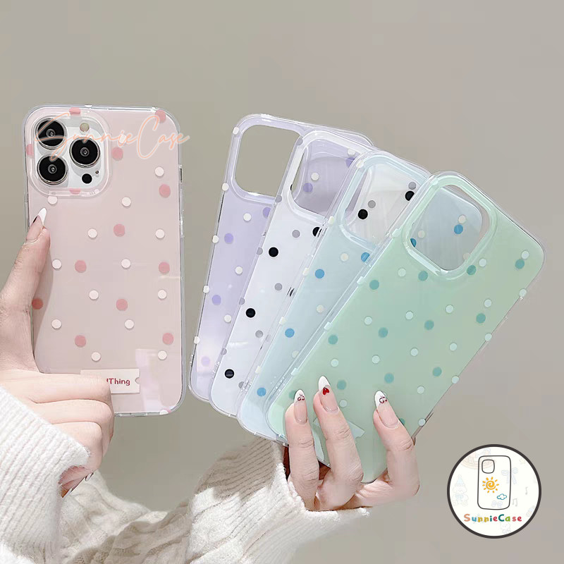 เหมาะสำหรับ OPPO A98 A16 A16K A38 A57 A17K A15 A7 A60 A31 A92 A3 A74 A52 A78 Reno 10 5 12 เคสโทรศัพท์สีขาวใหม่ จุดโพลก้า