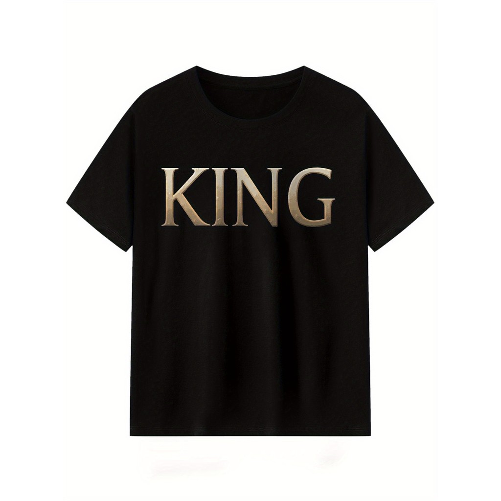 KATUN MESIN Burger King Unique Design Mens T-shirt - เสื้อยืดแขนสั้นผ้าฝ้ายสีดํา ดีไซน์ "KING" คอกลม