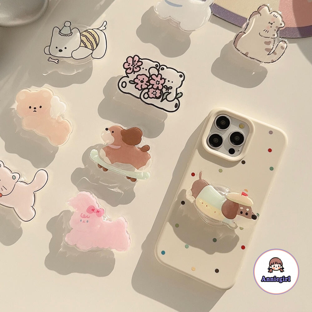 การ์ตูนคิตตี้ลูกสุนัขสัตว์ถุงลมนิรภัยยึดสําหรับ ไอโฟน สากลโทรศัพท์มือถือ กริปต็อก แบบพกพาขี้เกียจสก์ท็อปโทรศัพท์ยืน ชม. แก่กว่า อุปกรณ์โทร - รูปที่ 4