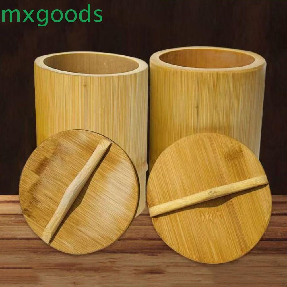 MXGOODS ไม้ไผ่นึ่งถังข้าว, ธรรมชาติที่มีฝาปิดหม้อปรุงอาหารไม้ไผ่, ครัวเรือนนํามาใช้ใหม่ที่ทําด้วยมือเป็นมิตรกับสิ่งแวดล้อมนึ่งภาชนะข้าวร้