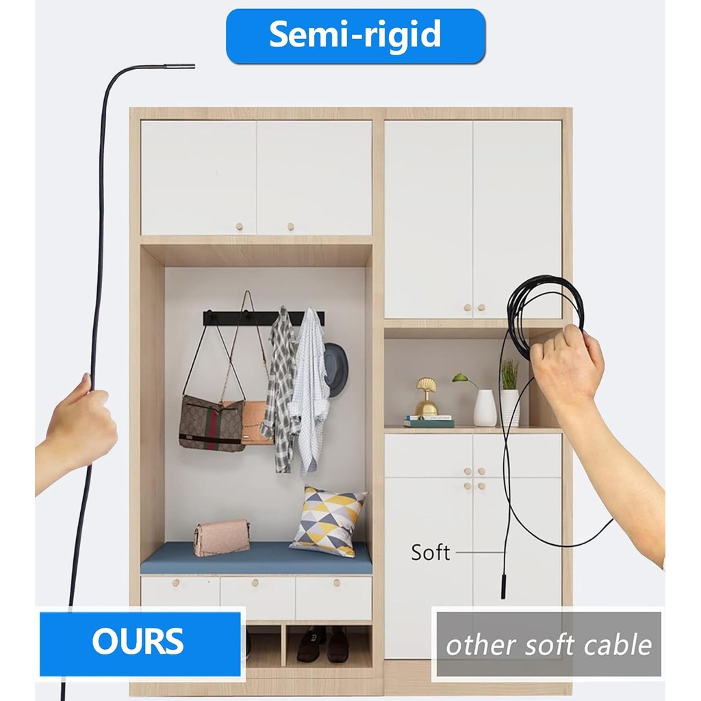 กล้องเอนโดสโคป 5.5 มม. สําหรับ iPhone, เข้ากันได้กับ iPad, 2.0 ล้านพิกเซล HD USB C Borescope การตรวจ