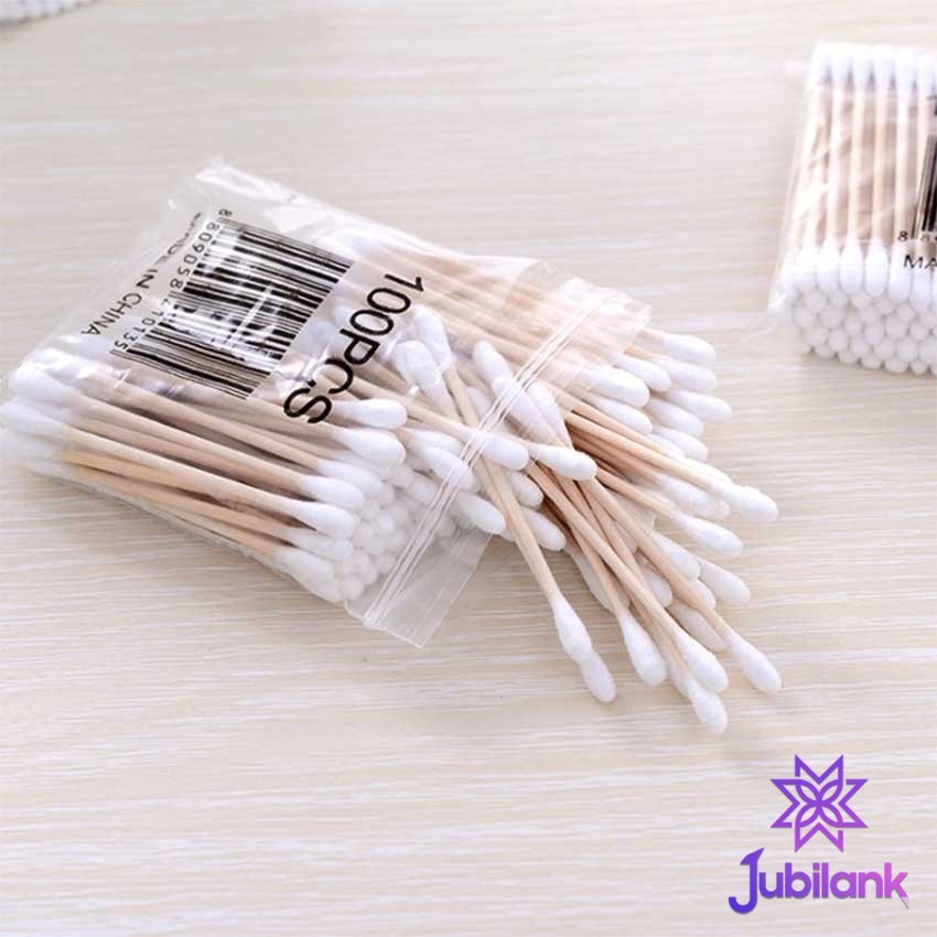 J.B สำลีก้านด้ามไม้  หัวคู่คัตเติ้ลบัต สำลีแบบไม้  1 แพ็ค บรรจุ 80 ก้าน Cotton swab