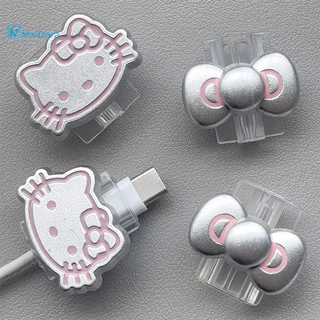 USB ป้องกันสายไฟ เคสป้องกัน เคสป้องกันที่ชาร์จคิตตี้ เหมาะสำหรับสายเคเบิลข้อมูล IP/Type-C แบบใส Android