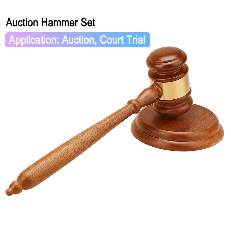 Durable Handmade Wooden Auction Hammer Judge Auction Hammer Gavel Court Decoration Auction Court Tri