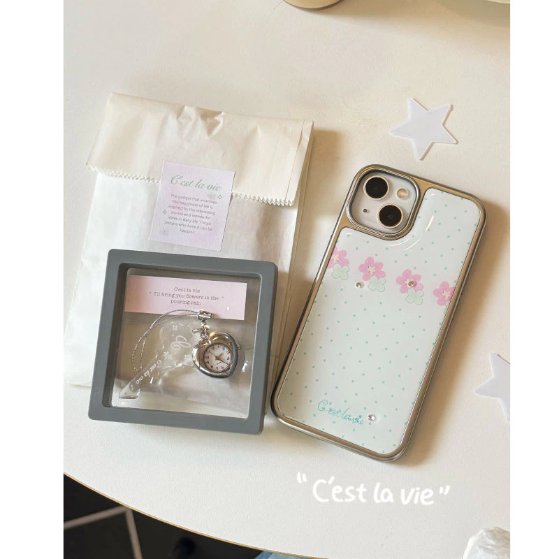 Polka Dot ดอกไม้เคสโทรศัพท์ Drop-Resistant สําหรับ iPhone 16 Promax 15 Promax 11 12 13 14plus 15plus 16e 16plus 15pro