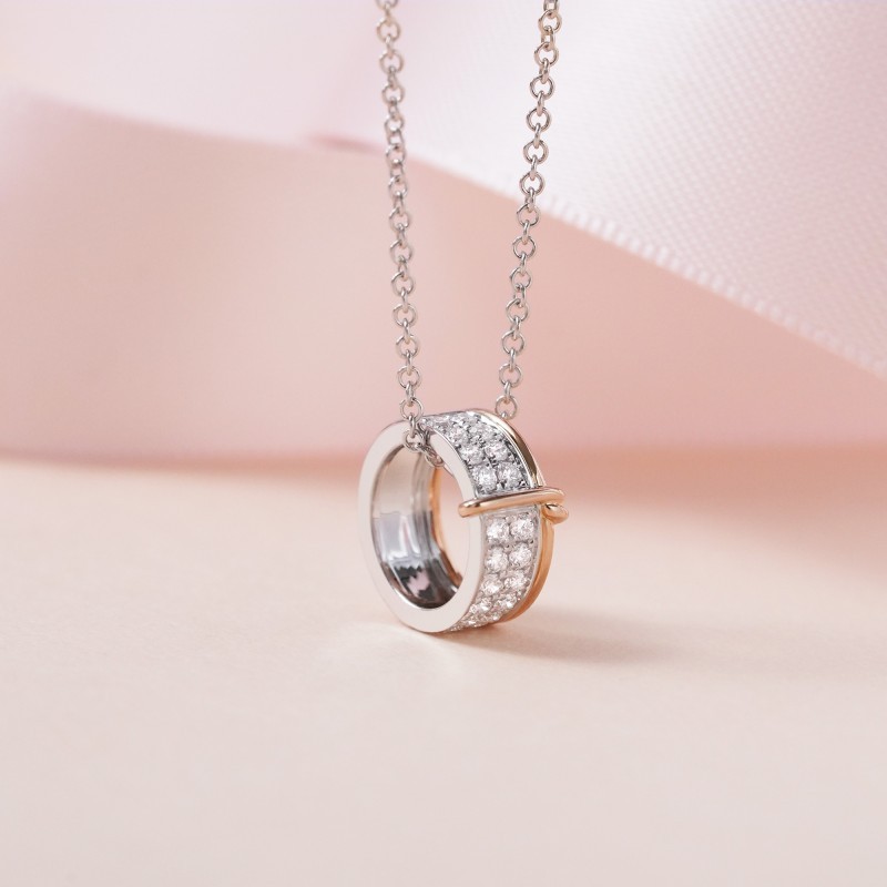 สร้อยคอมุกเกลี้ยงพร้อมโซ่ เพชร 18K Gold แบบเรียบหรู รหัส 910576U